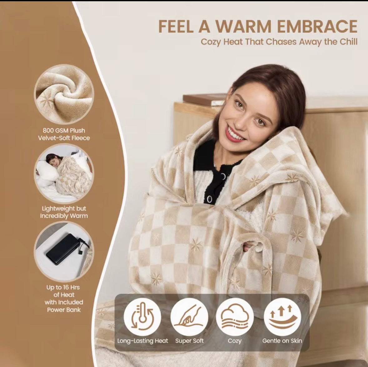 CozyWrap Cordless Heated Wearable Blanket
