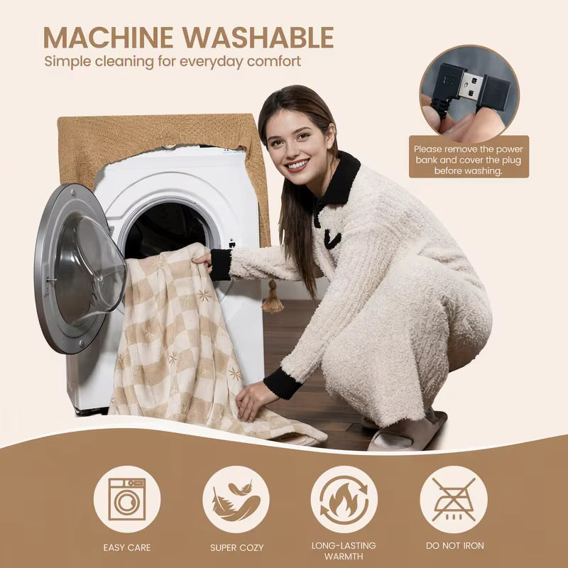 Machine washable heated blanket